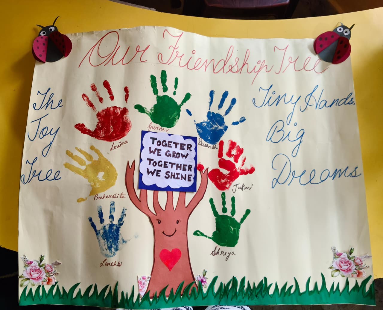 Children with learning materials
